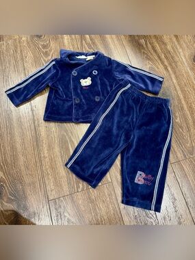 Vintage George Baby Organic Matching Velour Set Size 6/9 Months